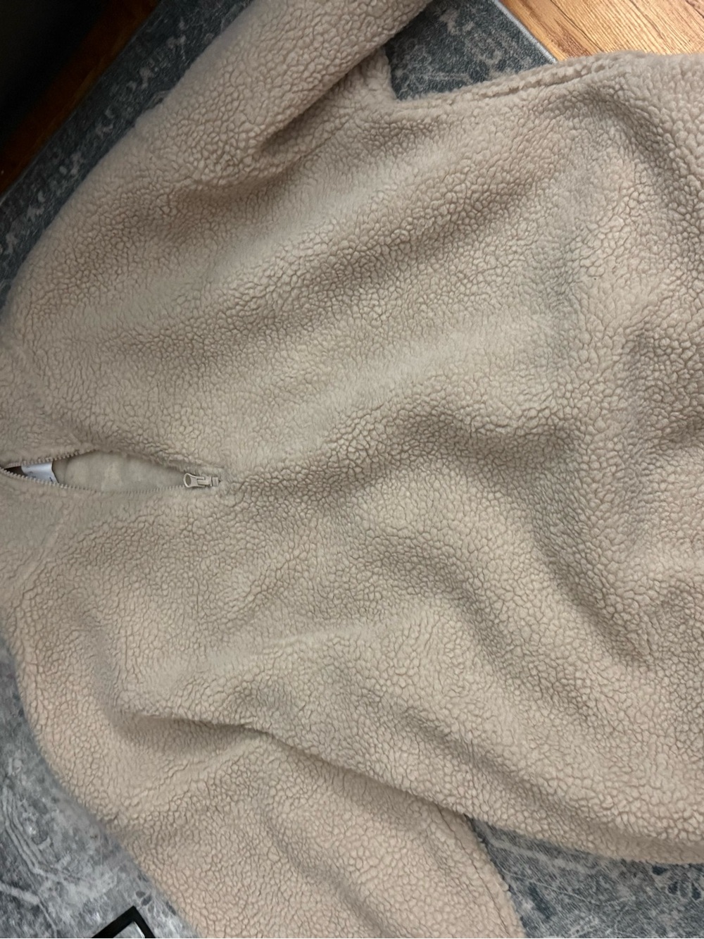 ASOS Cream Sherpa Half-Zip Sweater